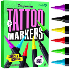 Pretty Me tattoo markers with six vivid colors for bold, long-lasting designs.