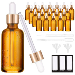 PrettyCare 1oz amber glass bottle set for safe essential oil storage