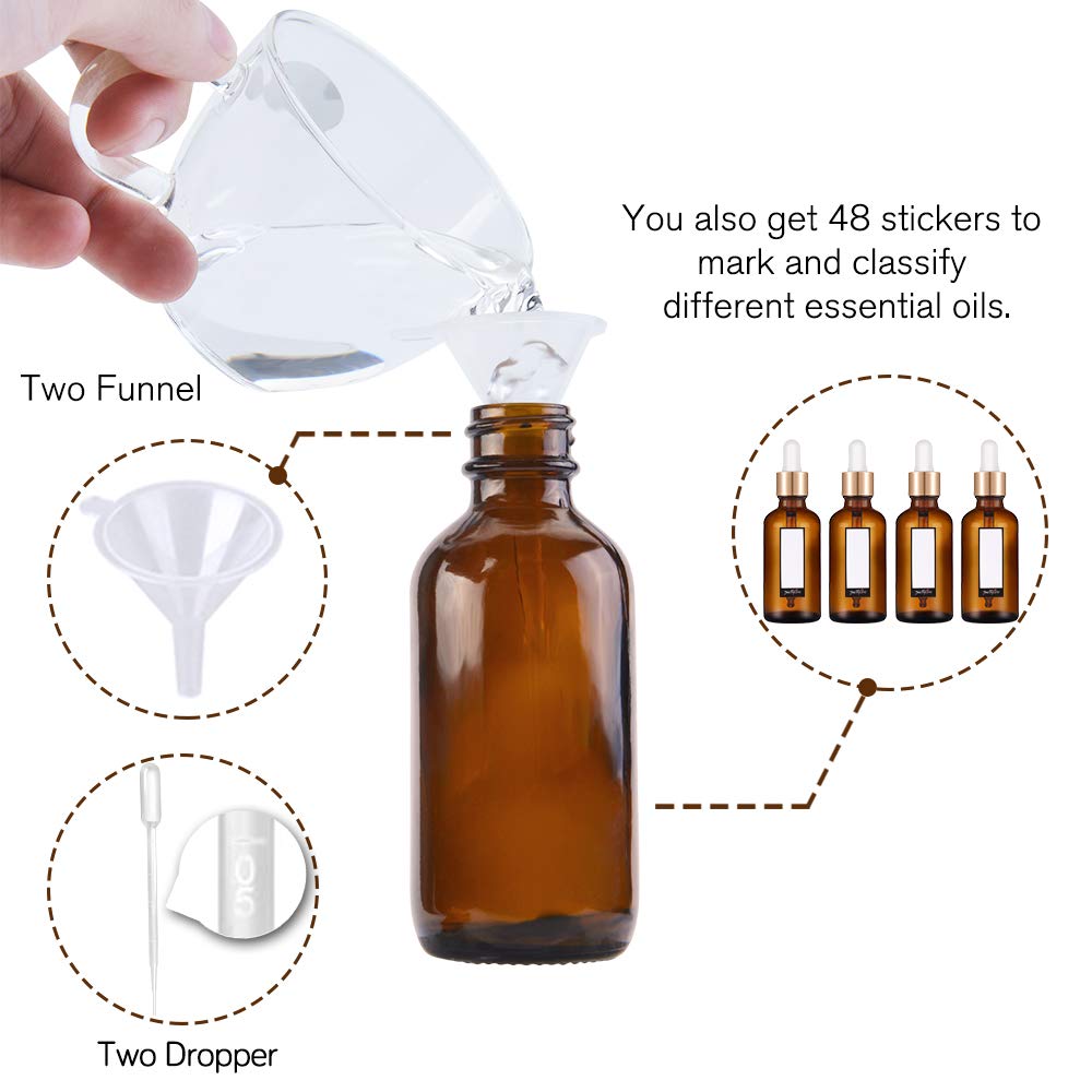 PrettyCare UV-resistant amber glass protects oils from light exposure