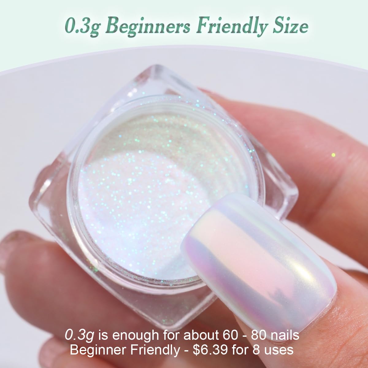 PrettyDiva mermaid-aurora-nail-powder-swatch demonstrates color shift shimmer.