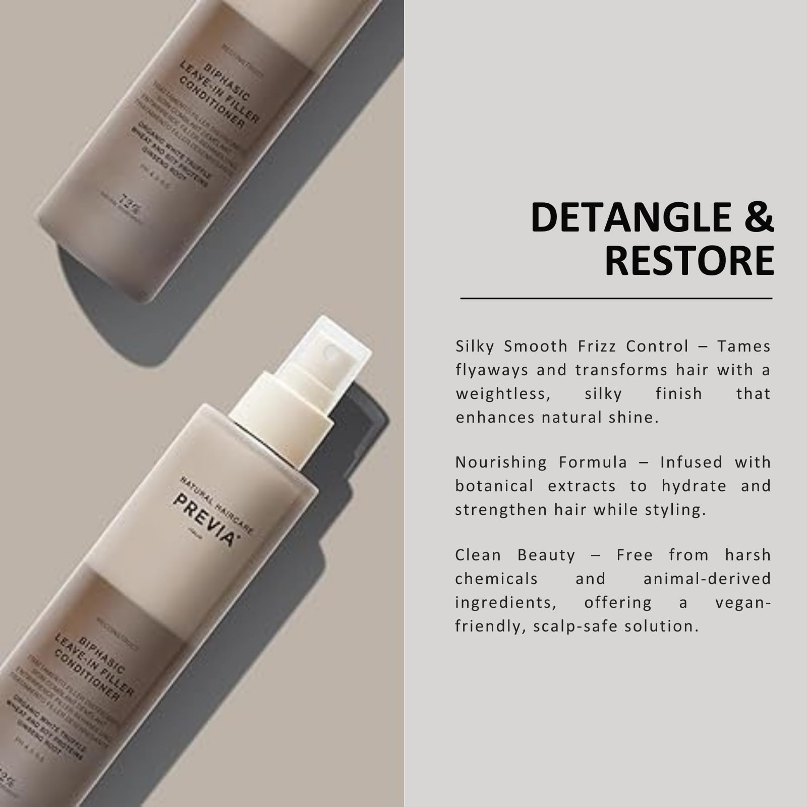 Close-up of PREVIA White Truffle formula highlighting shine and fortification.