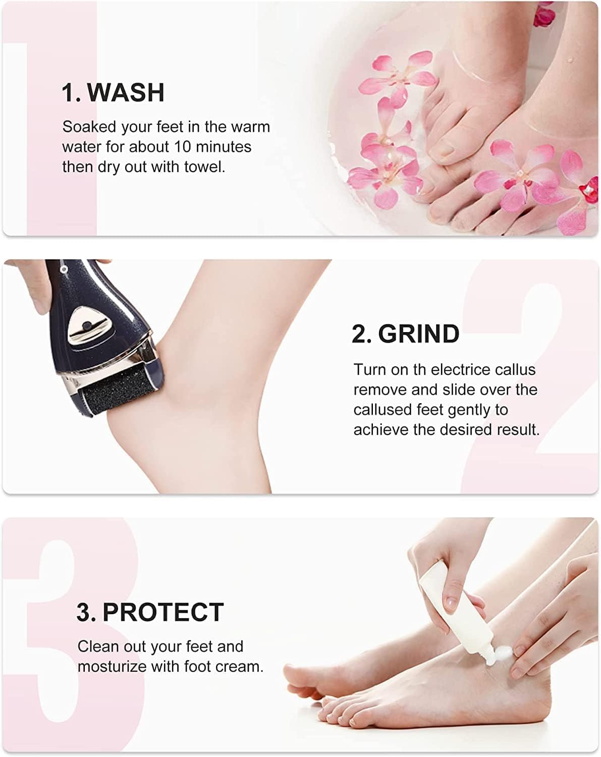 PRITECH after-bath use guide for gentle smoothing of softened skin