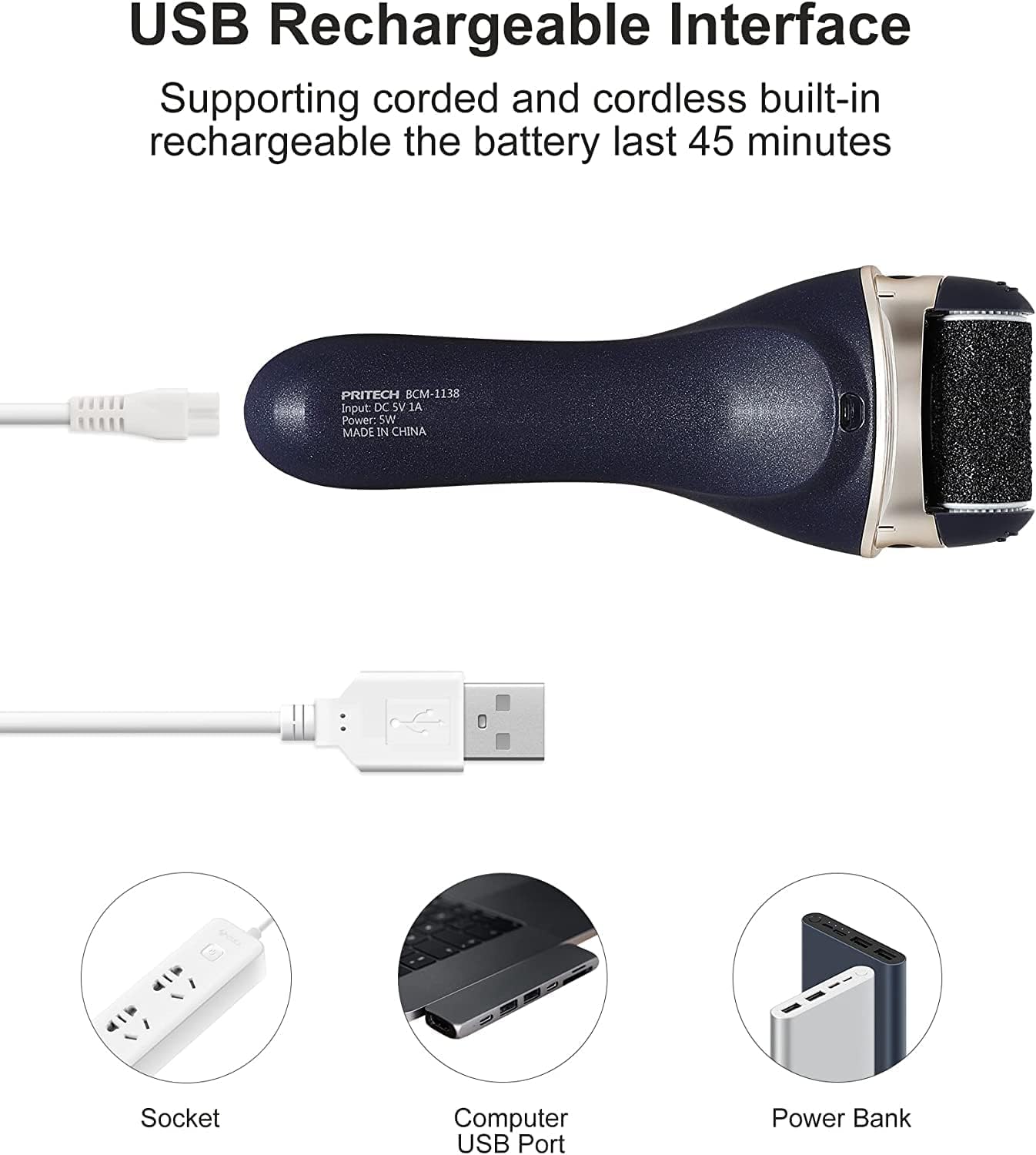 PRITECH battery-life 45 min cordless operation for quick foot care sessions