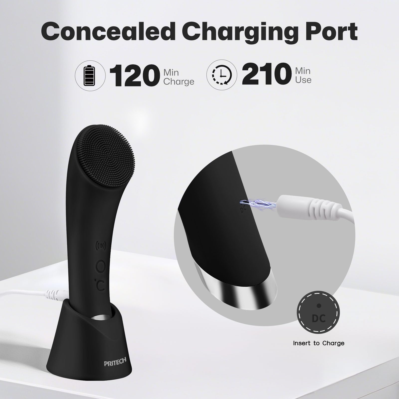 PRITECH travel-compact design fits easily in a cosmetic bag.