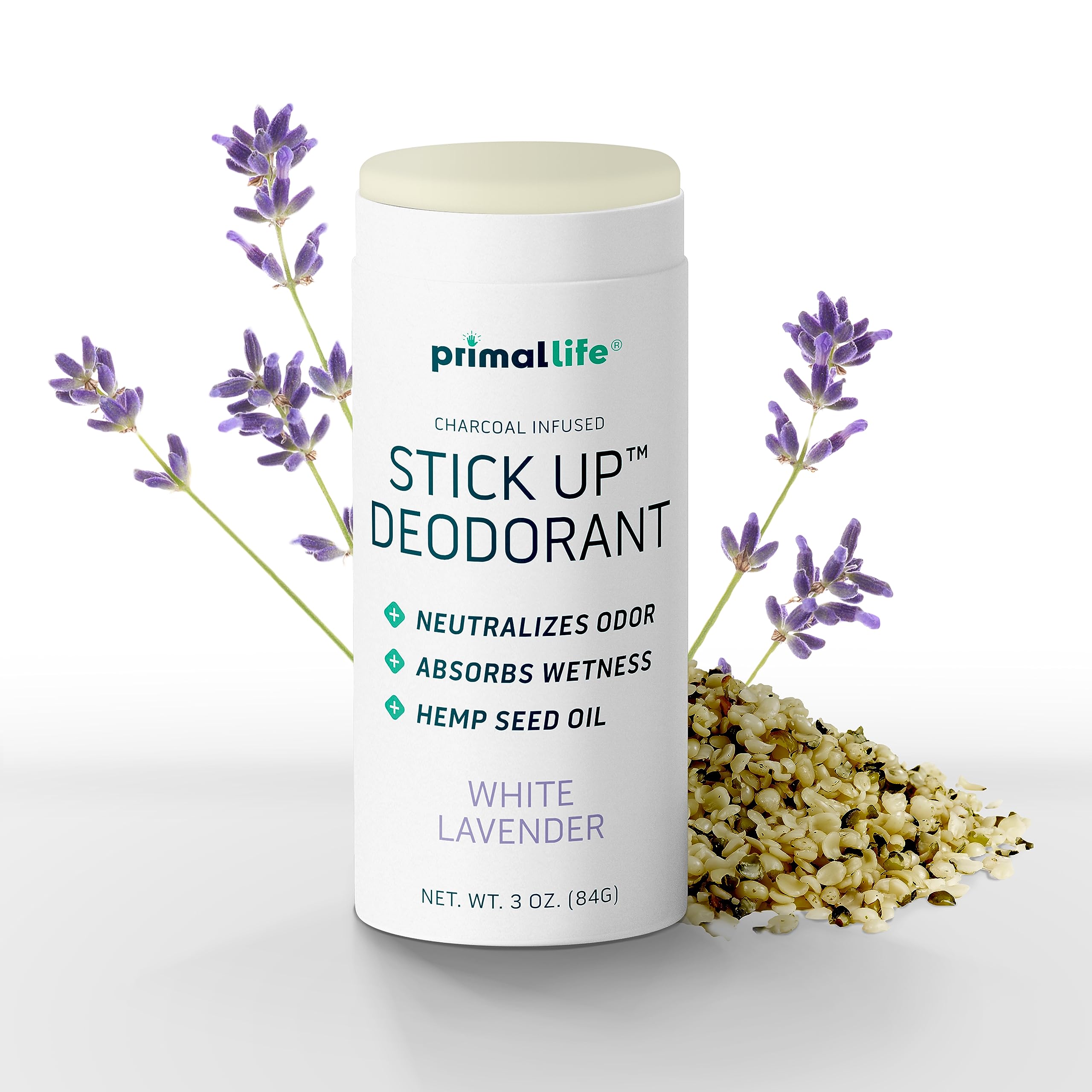 Primal Life Organics Stick Up deodorant travel tube for on-the-go freshness.