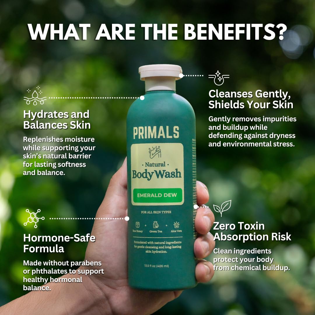 PRIMALS bottle back label shows fragrance-free formula for sensitive skin