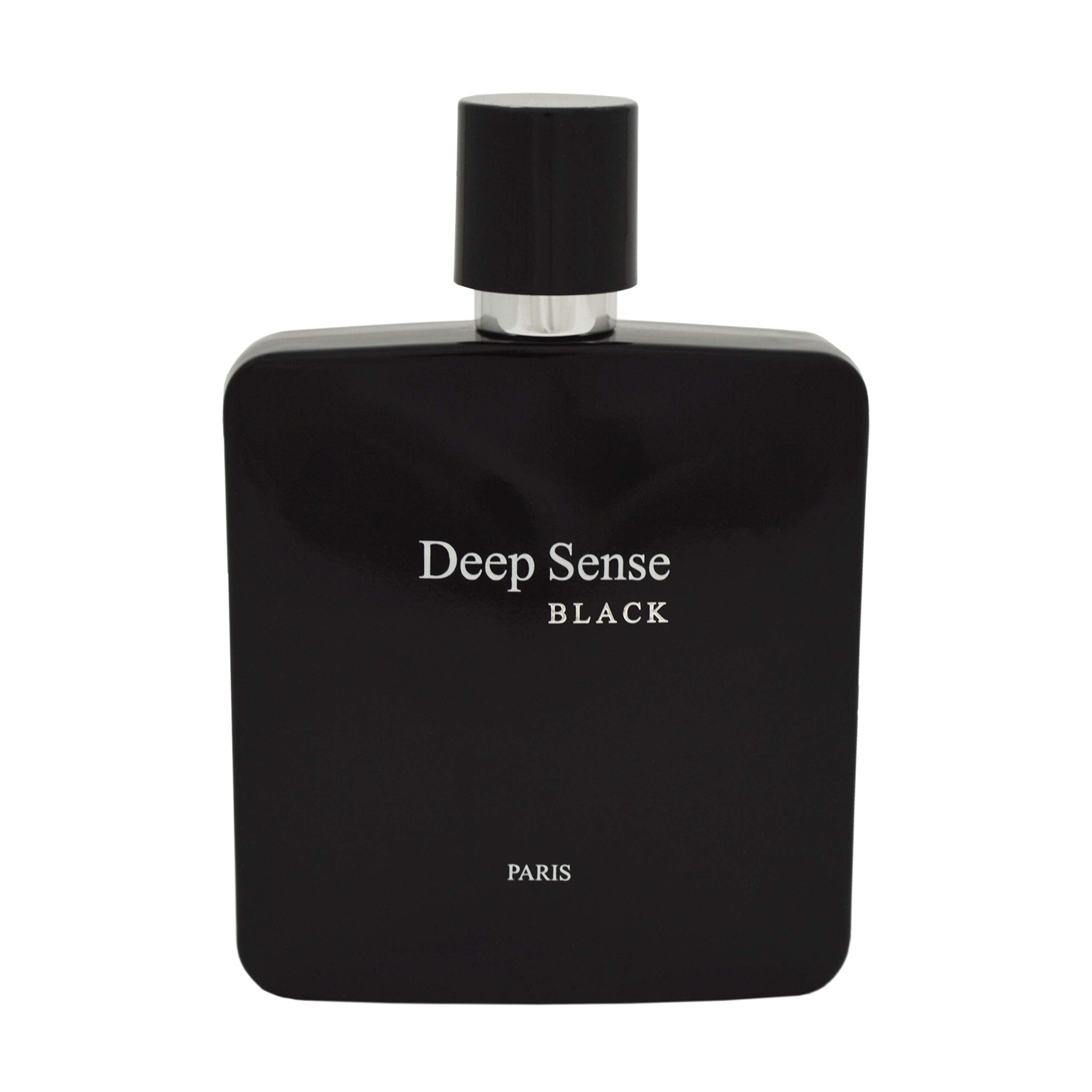 Prime Collection Deep Sense Black EDP bottle shows a long-lasting masculine fragrance.
