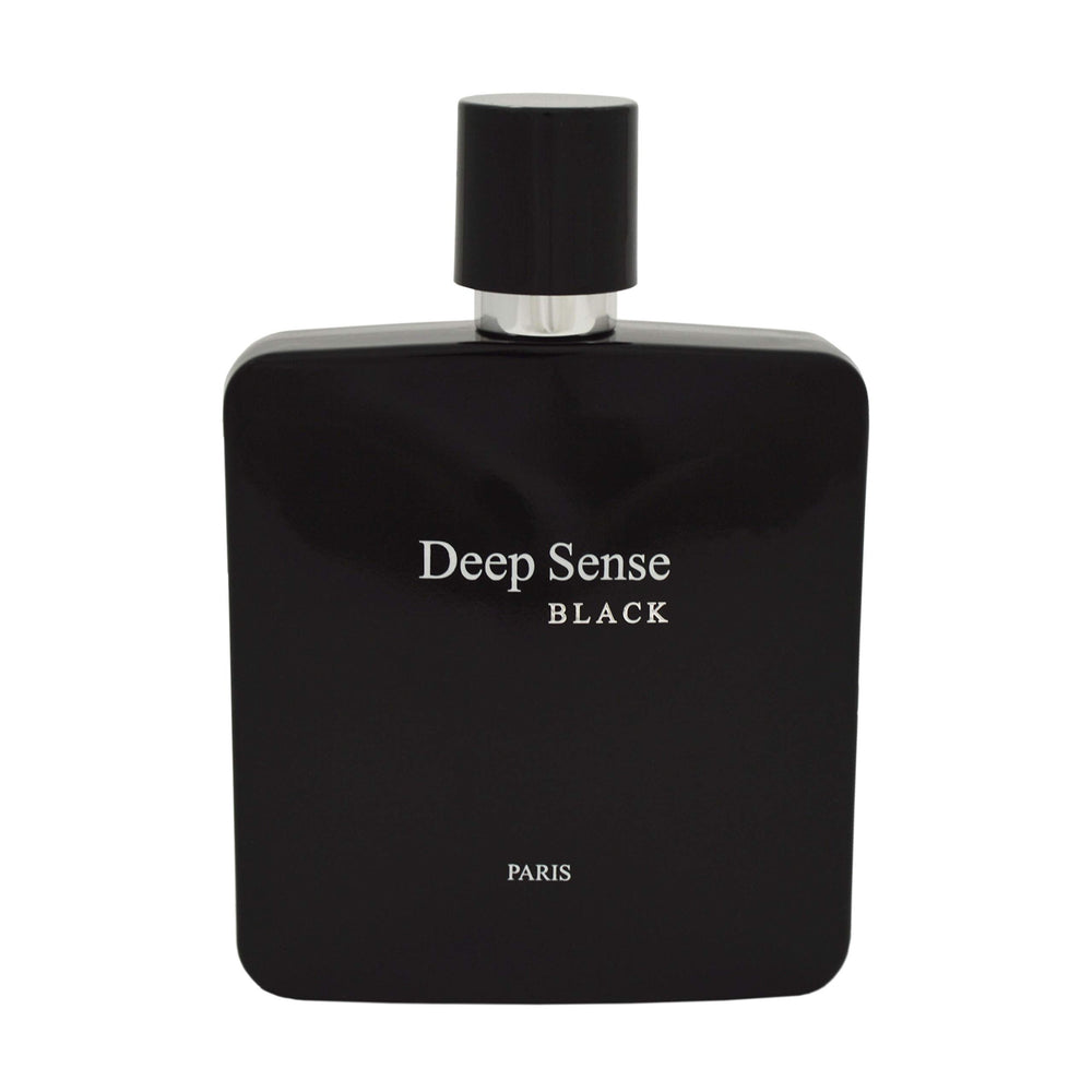 Prime Collection Deep Sense Black EDP bottle shows a long-lasting masculine fragrance.