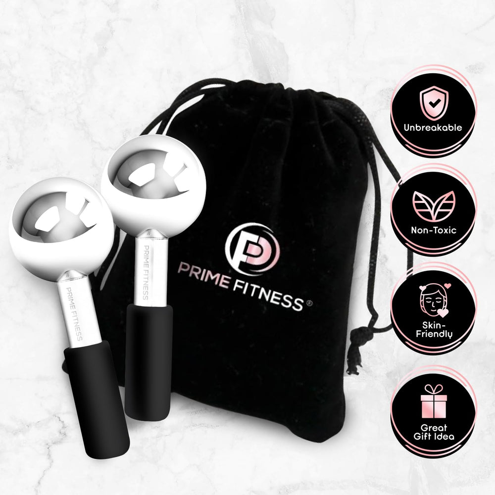 PRIME Fitness cooling globes reduce puffiness around eyes and cheeks.