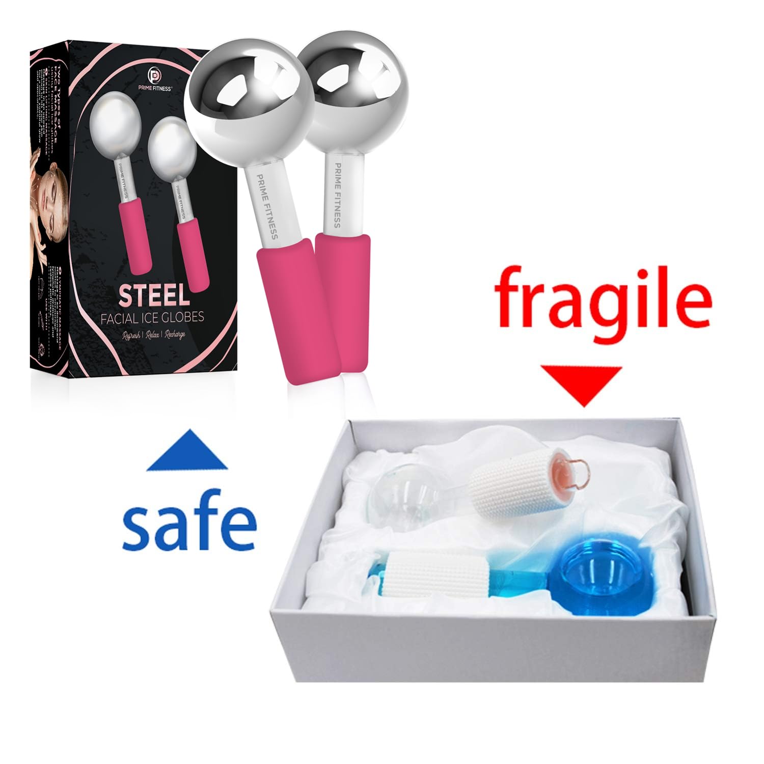Prime Fitness cooling ice globes demonstrate versatile cold use for spa-at-home sessions.