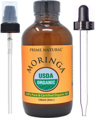 Prime Natural Moringa Oil 4oz bottle for skin and hair hydration