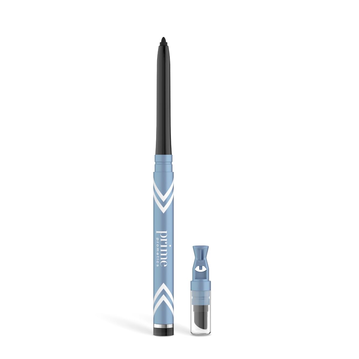 PrimePrometics PrimeEyes Glide Eyeliner packaging close-up shows lasting water resistance.