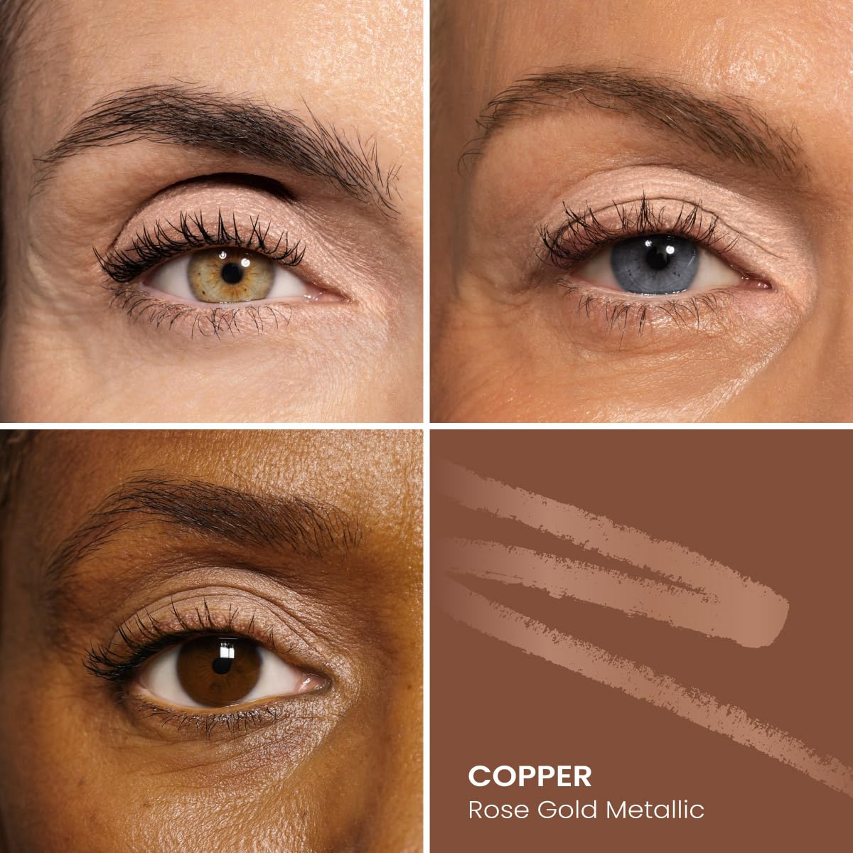 Prime Prometics PrimeEyes Glide Eyeliner copper metallic application close-up for precision
