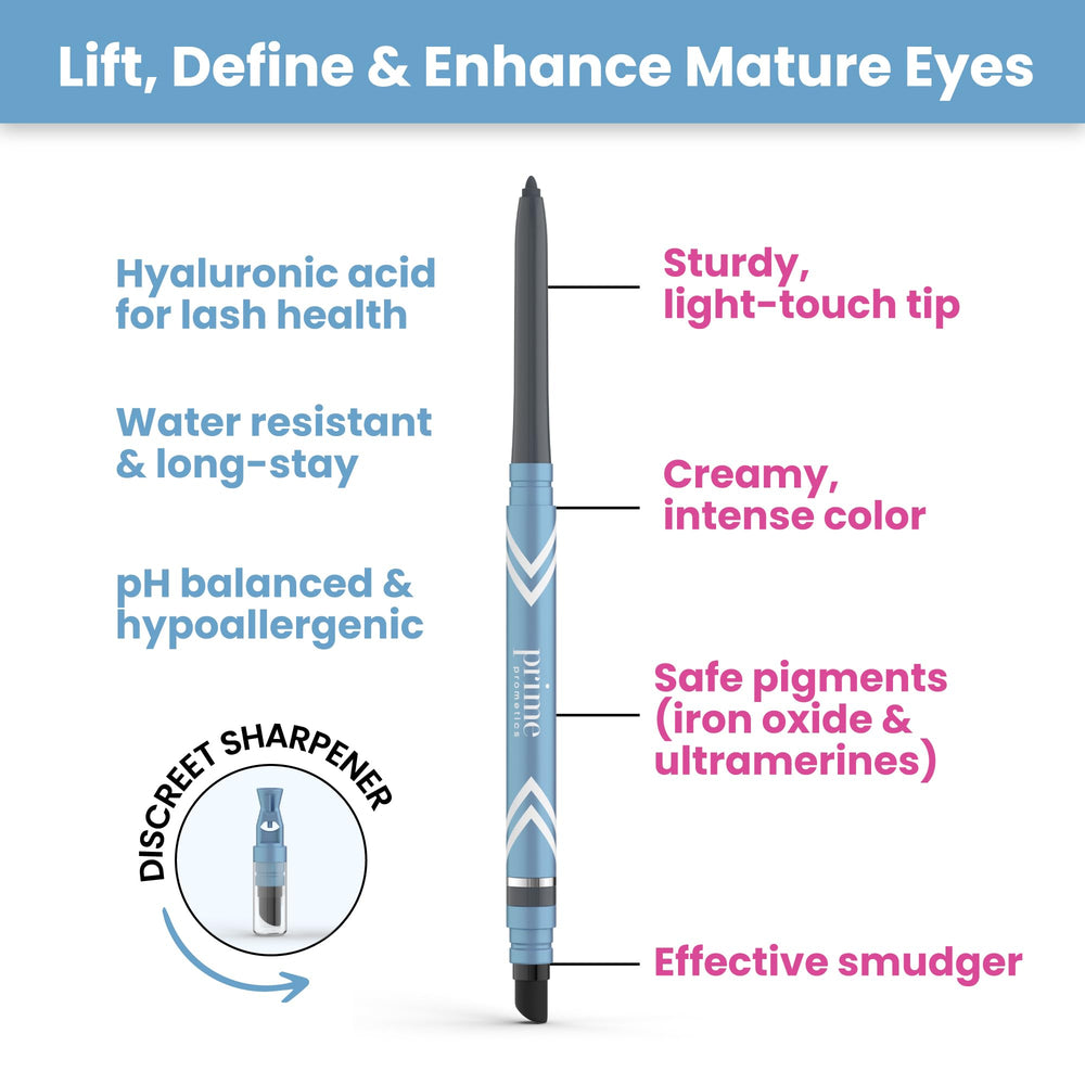 PrimeEyes Glide Eyeliner drying time suggests 60 seconds to set.