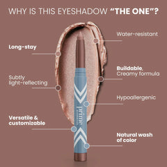 PrimePrometics PrimeEyes Nebula waterproof formula on skin suggests long wear and smudge resistance.