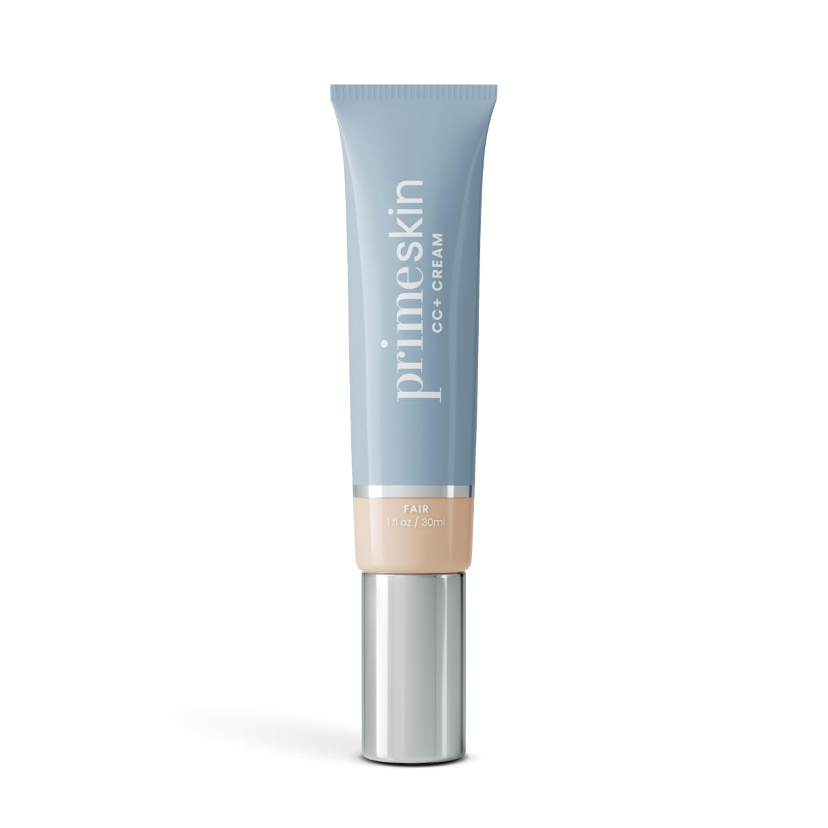 Prime Prometics PrimeSkin CC+ Cream bottle close-up showing pore-blurring coverage.