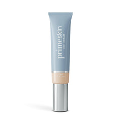 Prime Prometics PrimeSkin CC+ Cream bottle close-up showing pore-blurring coverage.