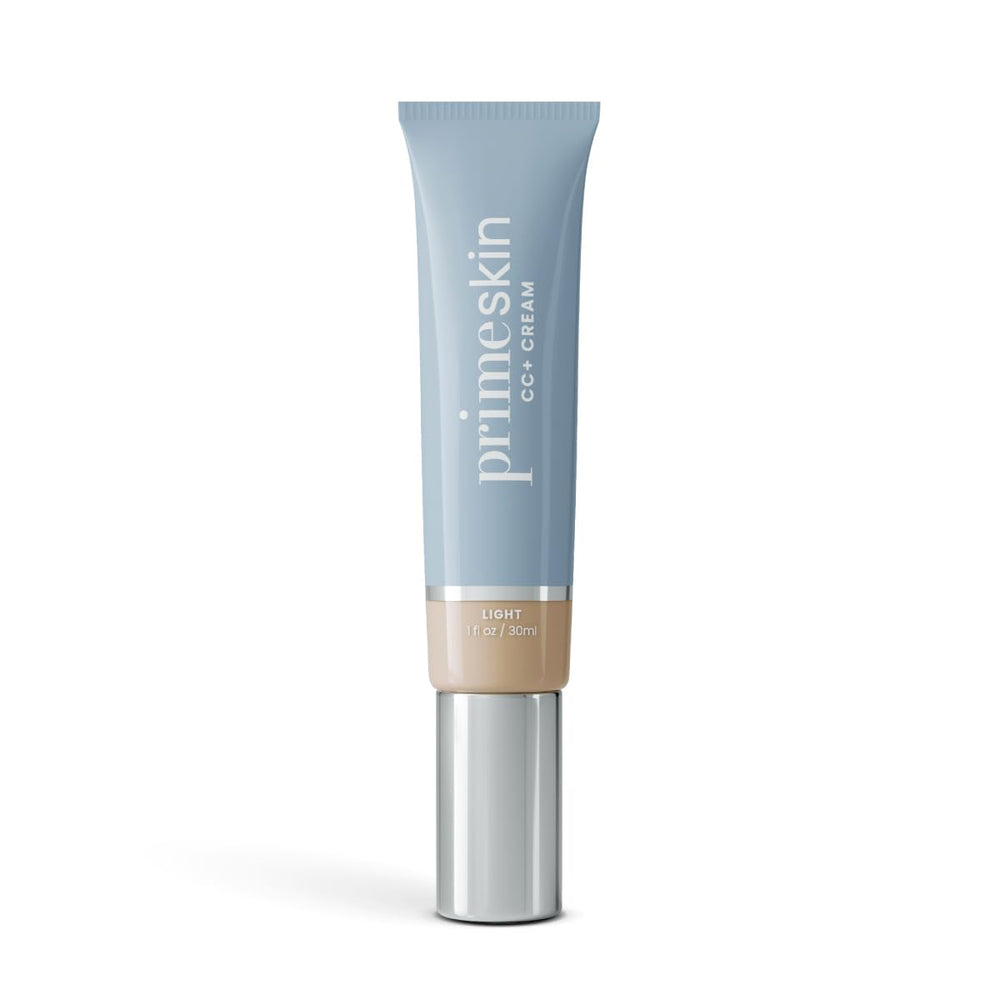 Prime Prometics PrimeSkin CC+ Cream tube closeup showing even tone for mature skin