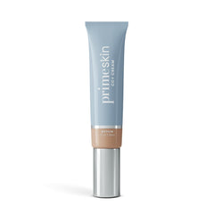 PrimePrometics PrimeSkin CC+ Cream tube close-up highlights lightweight texture for mature skin.