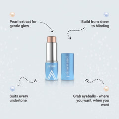 Prime Prometics PrimeWand Pearl eyelid swatch for bright, eye-brightening glow.