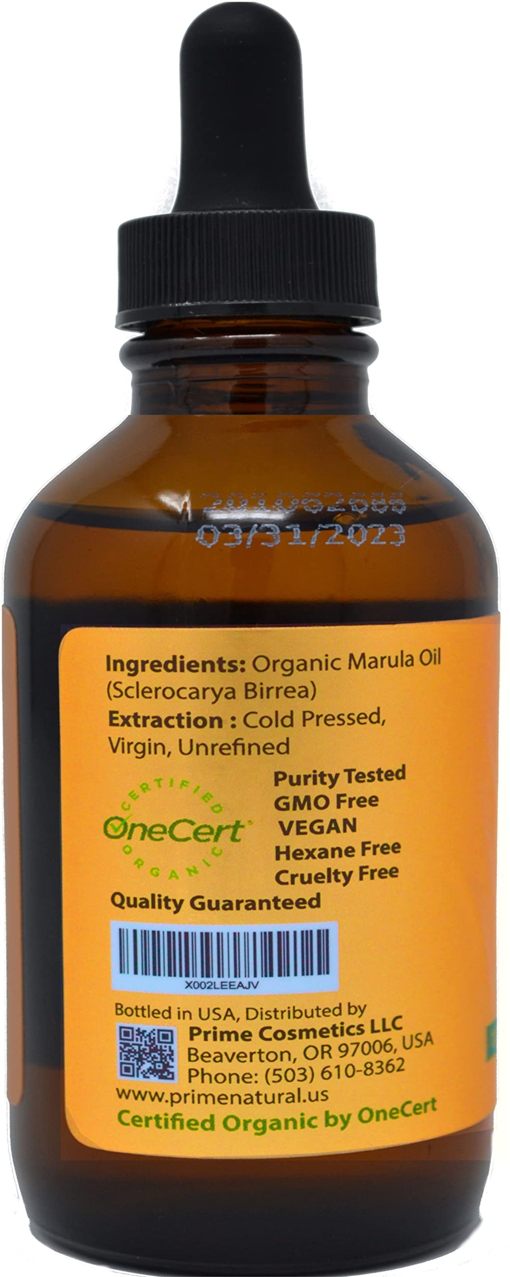 PRIME NATURAL Marula Oil dropper closeup enabling precise dosing.