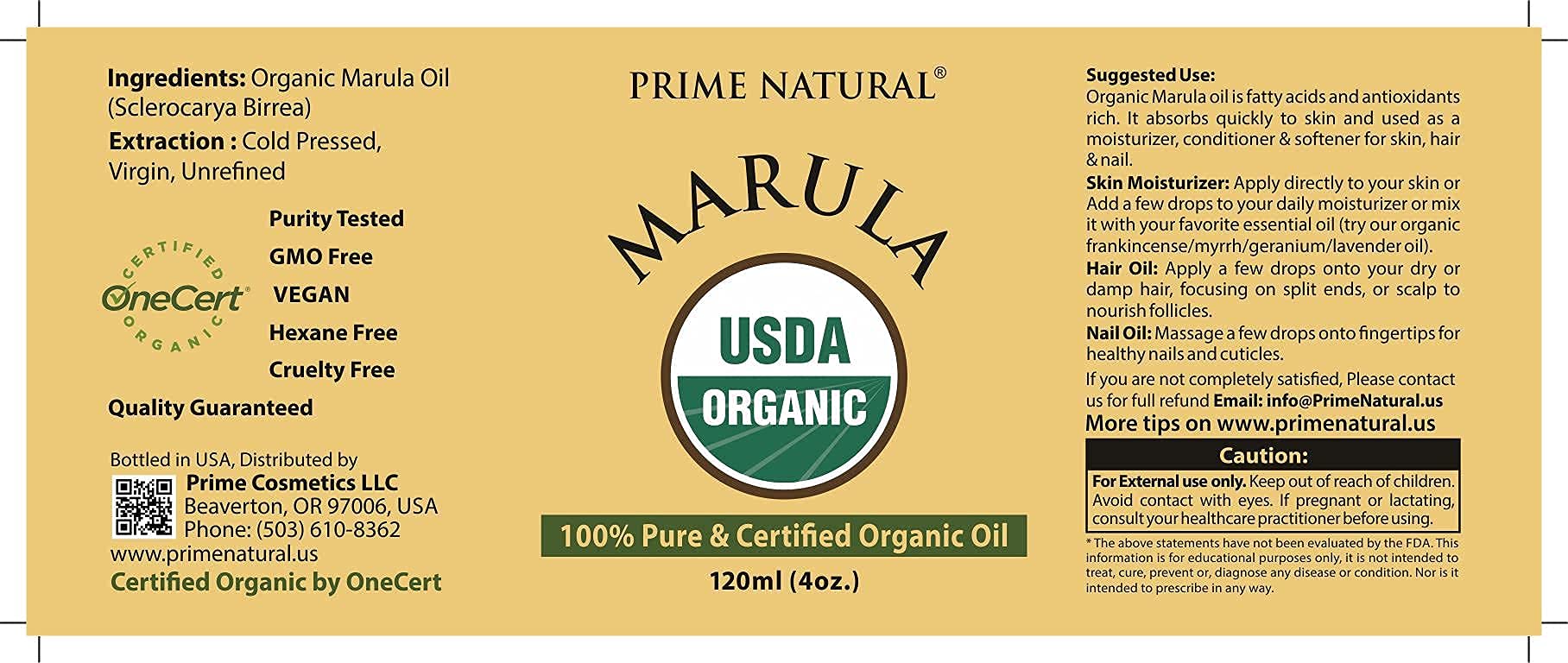 PRIME NATURAL Marula Oil for nails and cuticles—nourishing shine.