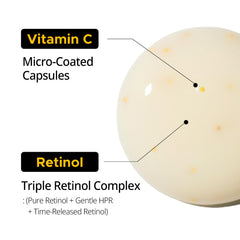 Primera PRMR Youth Radiance Serum capsule opening reveals vitamin C and retinol release.