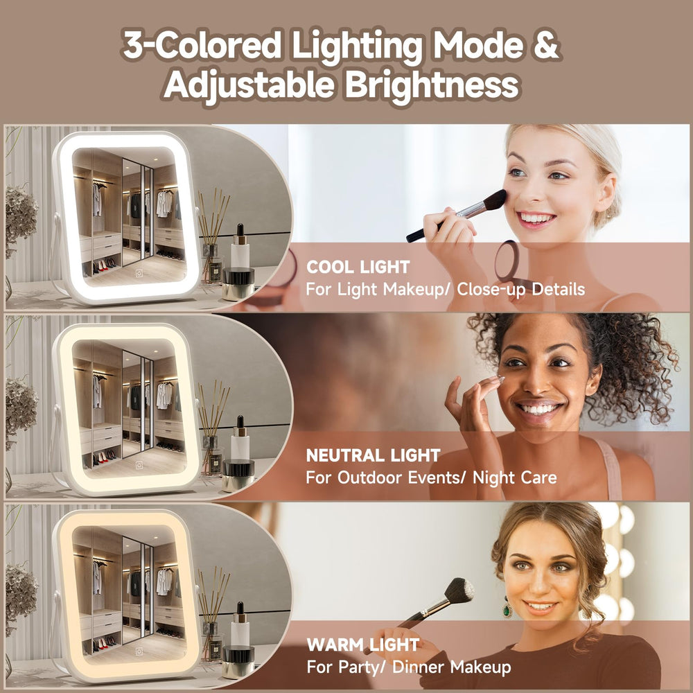 PRIMETEK LED vanity mirror compact-travel-case supports portable beauty routines