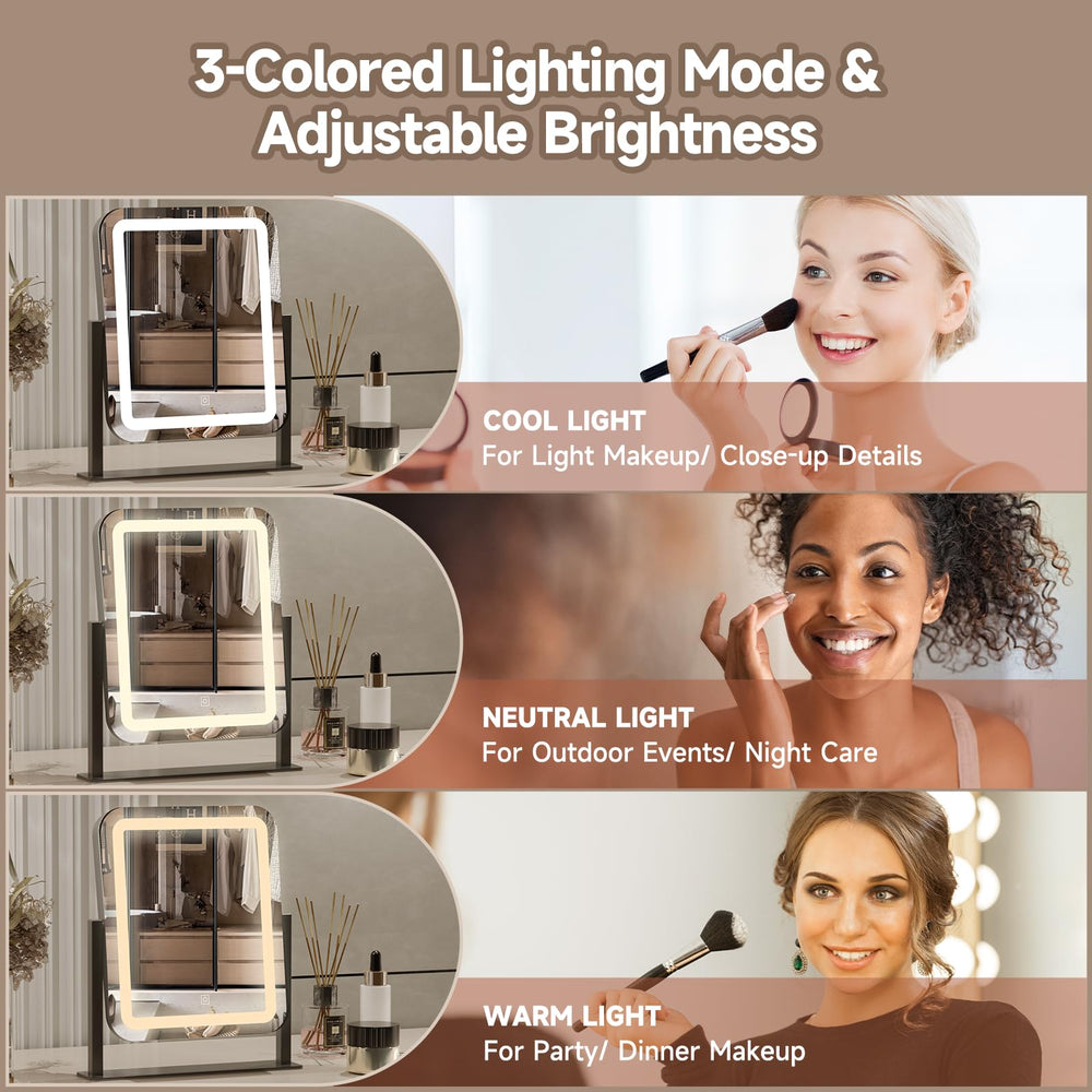 PRIMETEK vanity mirror 360-degree rotation enables flexible grooming angles.