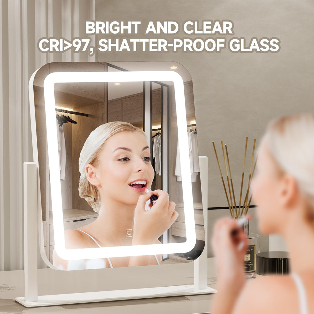 PRIMETEK vanity mirror with front lighting improves visibility for flawless prep
