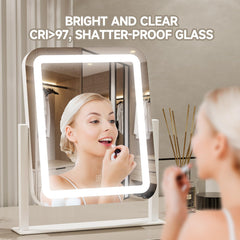 PRIMETEK vanity mirror with front lighting improves visibility for flawless prep