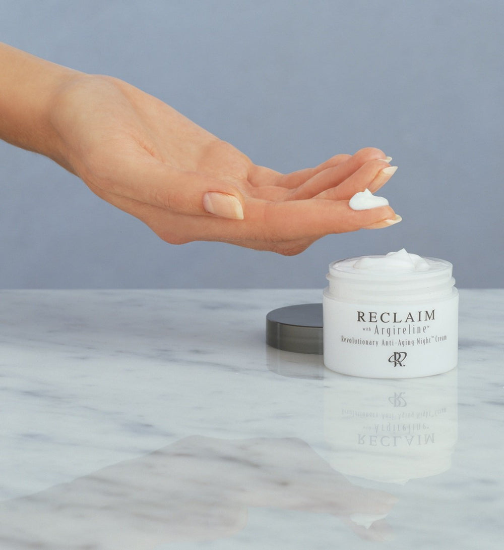Principal Secret night-cream bottle on vanity signals indulgent self-care ritual.