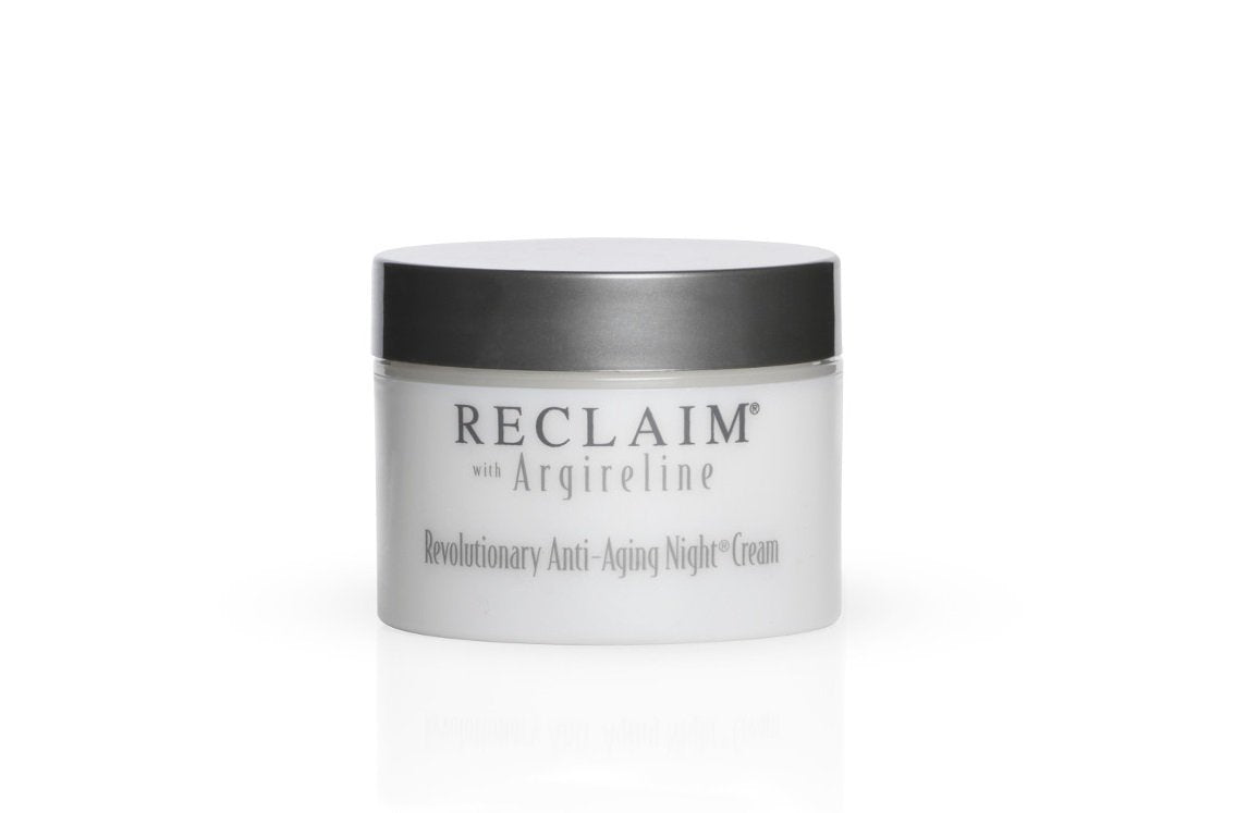 Principal Secret RECLAIM night cream jar closeup demonstrates rich hydration for overnight skin care.
