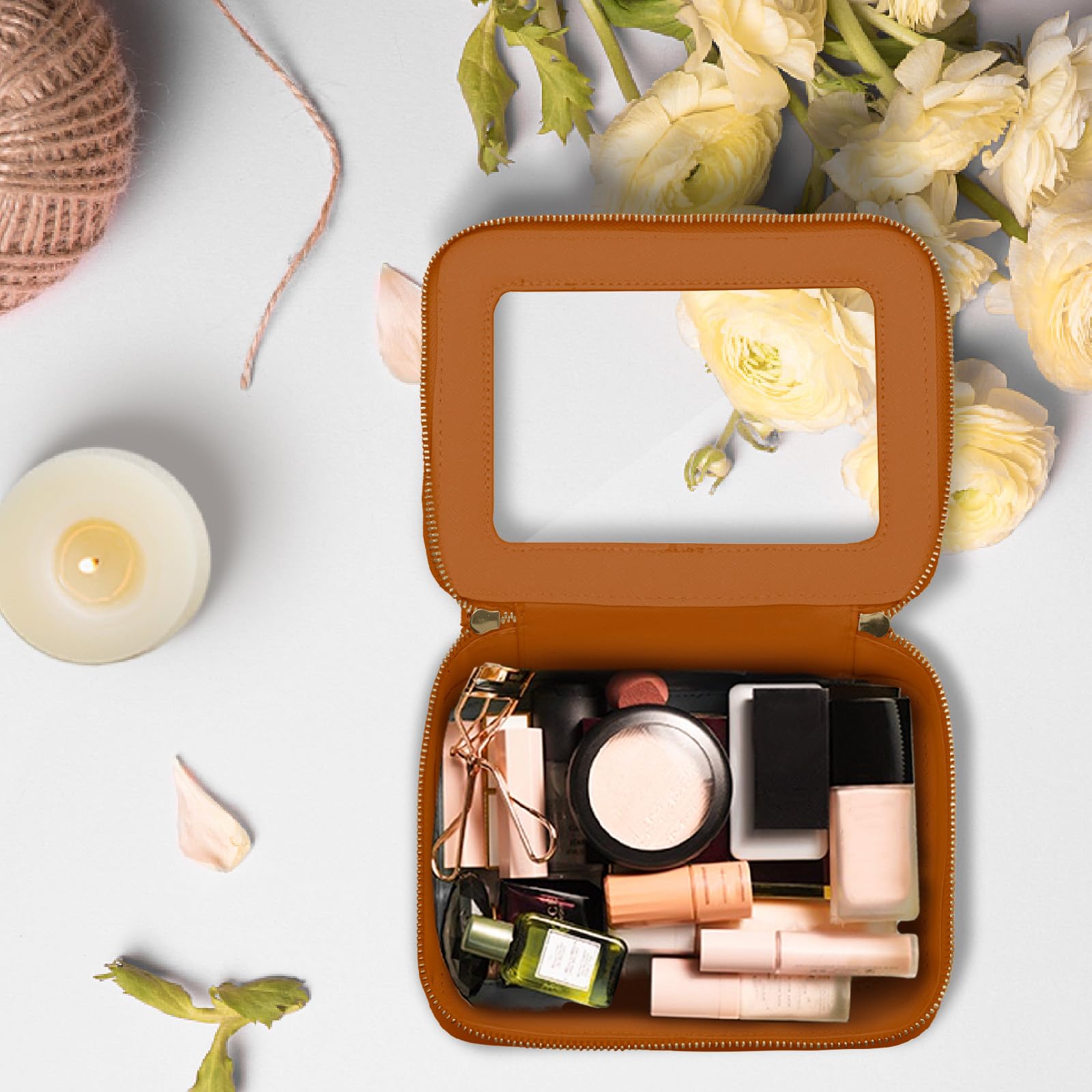Prite Clear Makeup Bag boxy design fits cosmetics and brushes