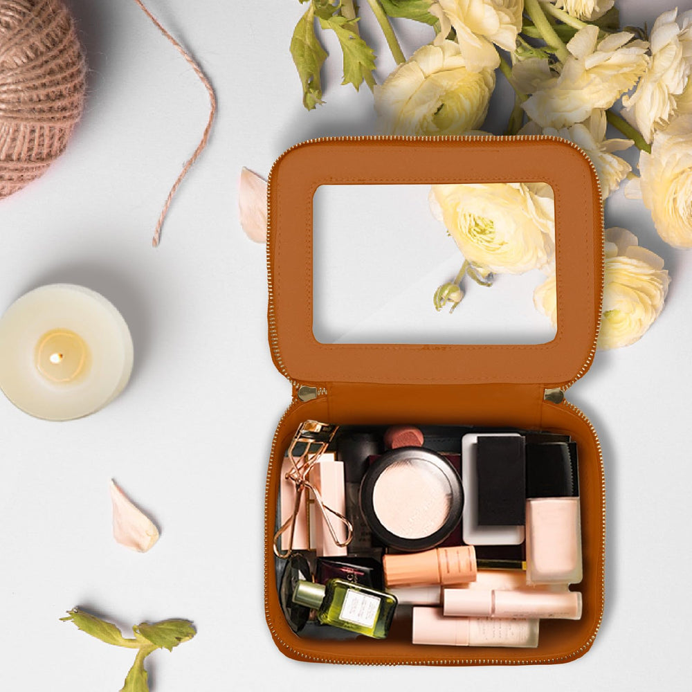 Prite Clear Makeup Bag boxy design fits cosmetics and brushes