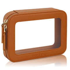 Prite Clear Makeup Bag front view shows compact travel storage for cosmetics