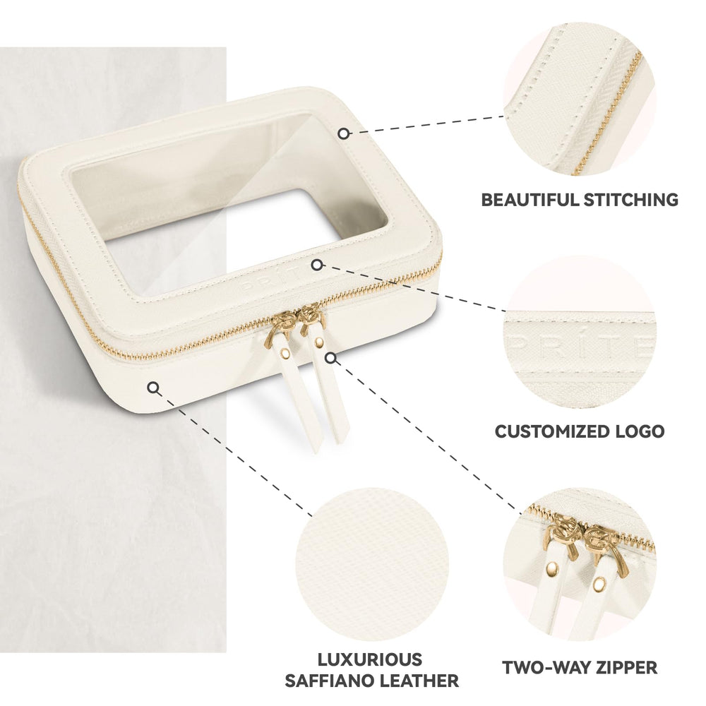 Prite clear makeup bag transparent panel for fast content checks.