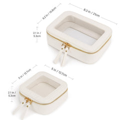 Prite Clear Makeup Bag transparent panel speeds access to cosmetics.