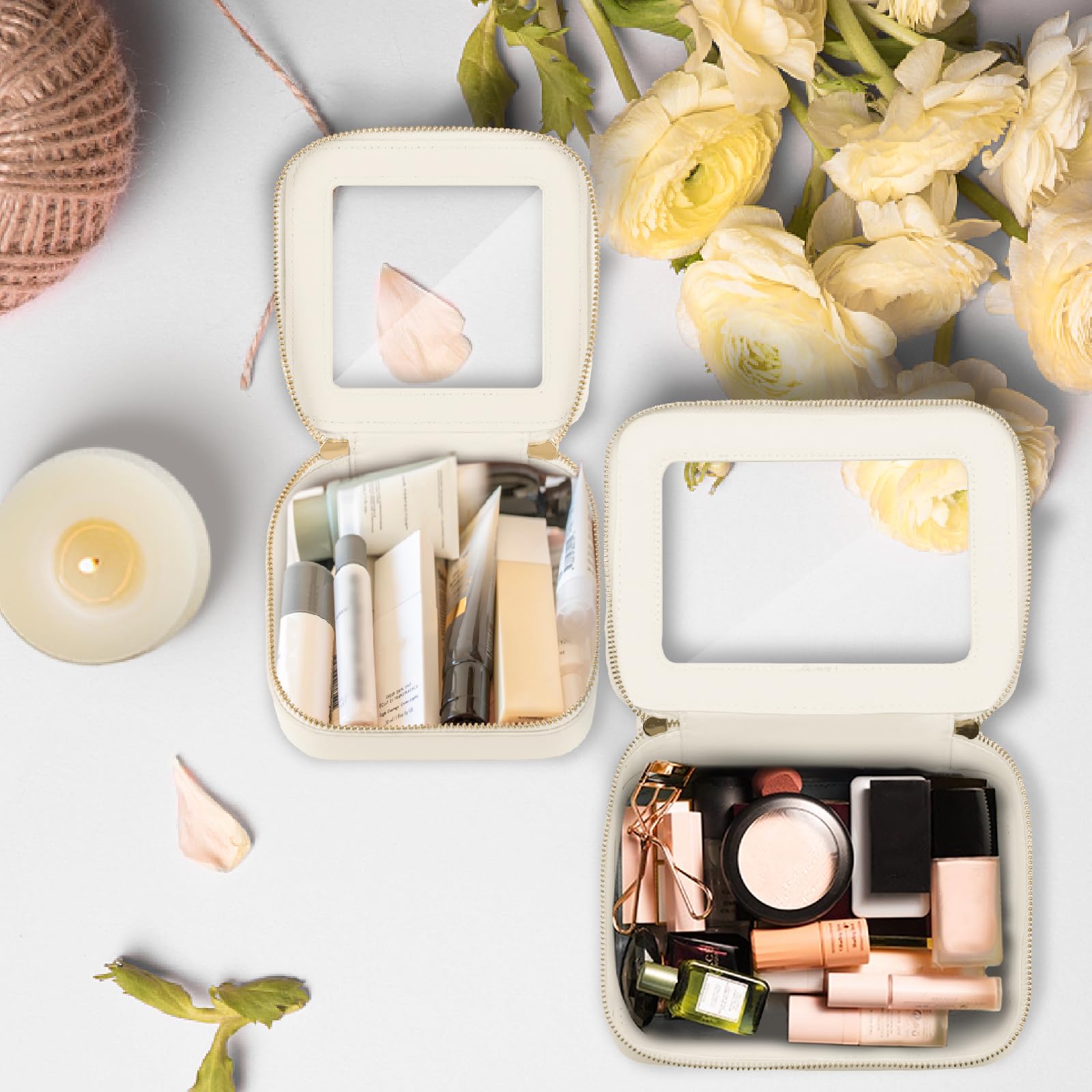 Prite Clear Makeup Bag vegan leather feel with durable hardware.
