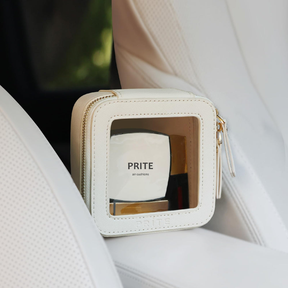 Prite compact storage for cosmetics and skincare in a single pouch.
