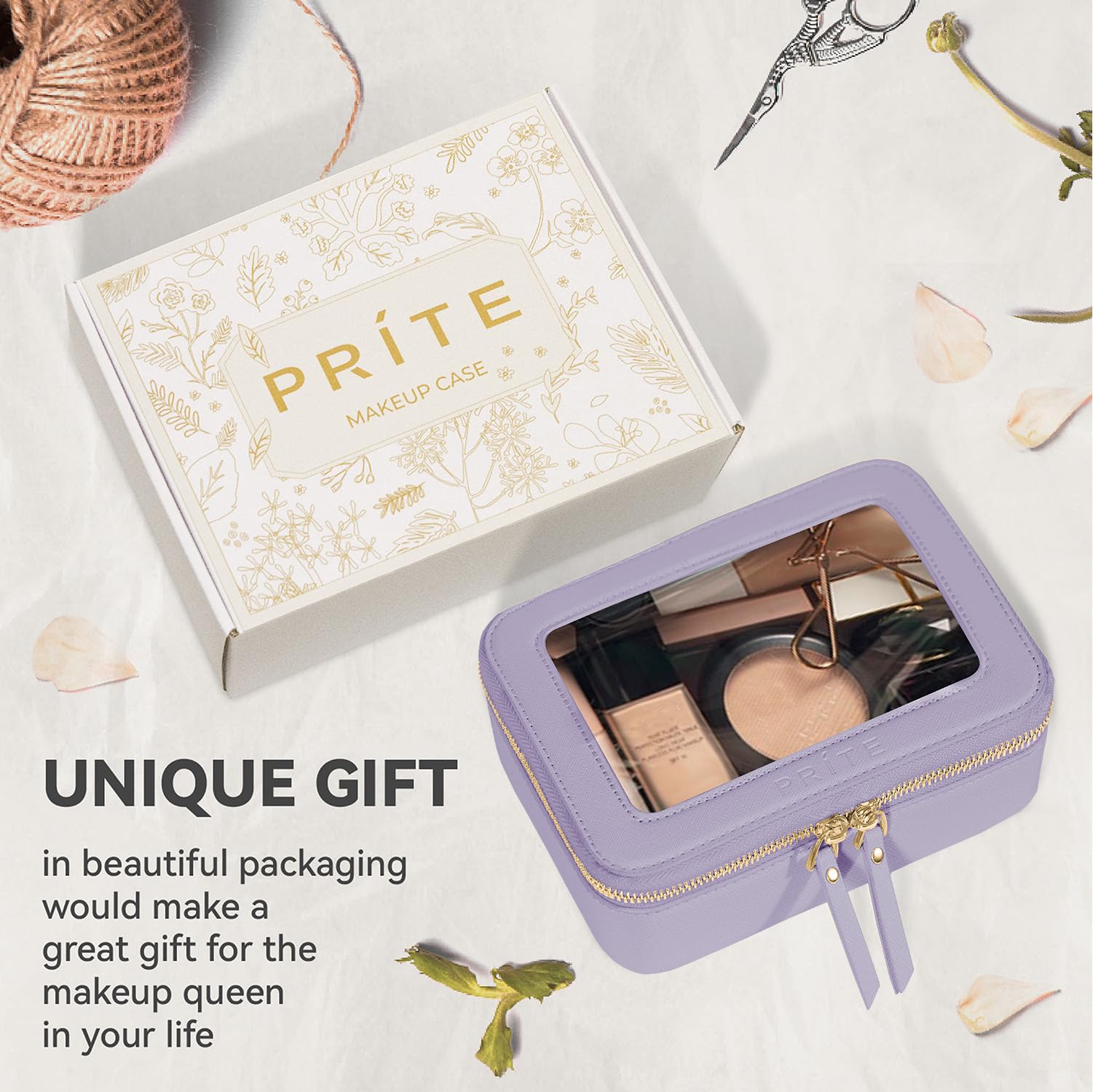 Prite compact travel case fits cosmetics, brushes, and small accessories.