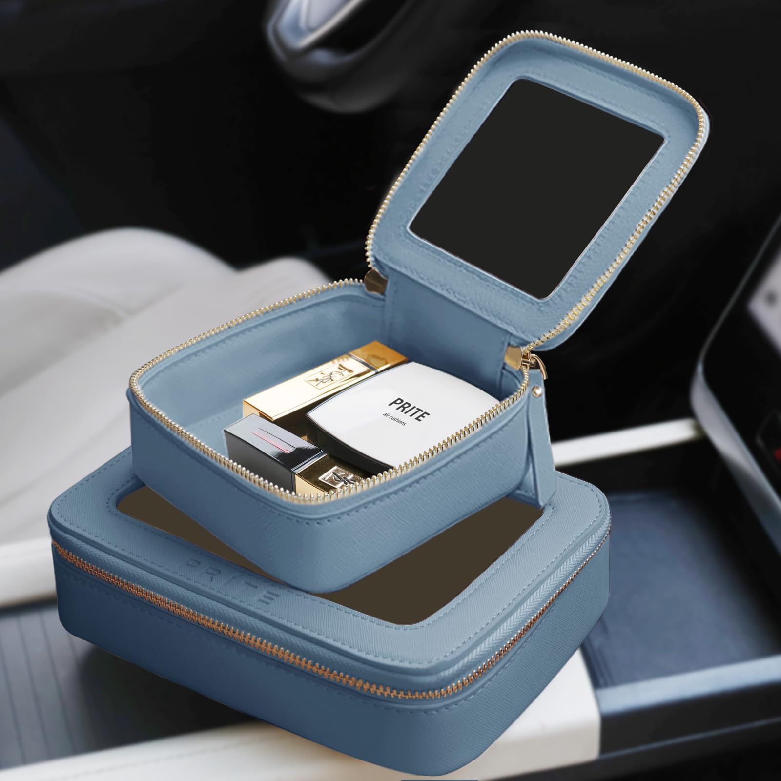 Prite compact design for organizing skincare and tools on the go.