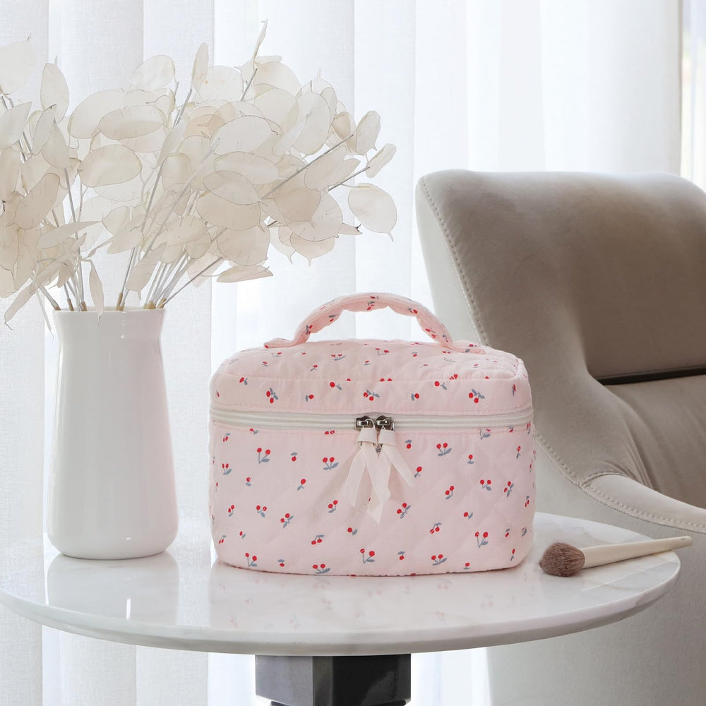 Prite cosmetic bag with gold zipper detail for smooth access and premium finish.