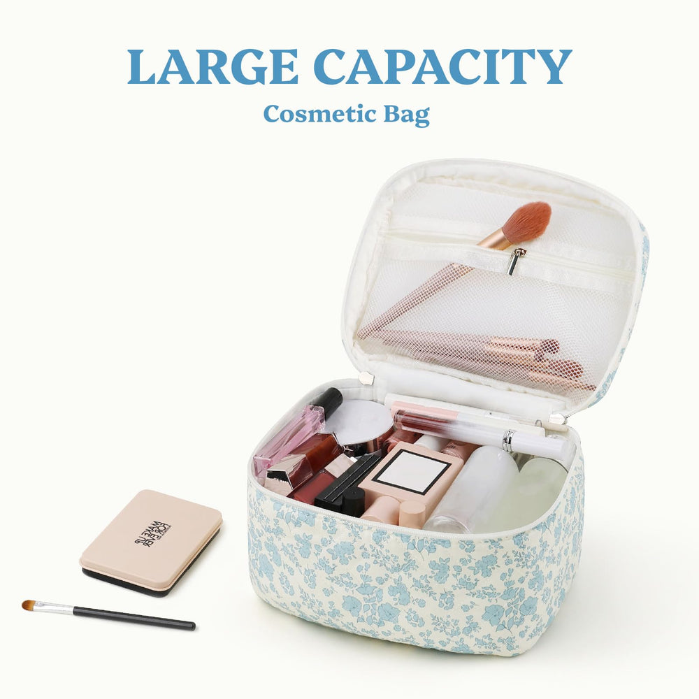Prite floral-pattern cosmetic bag features durable cotton construction and chic design.