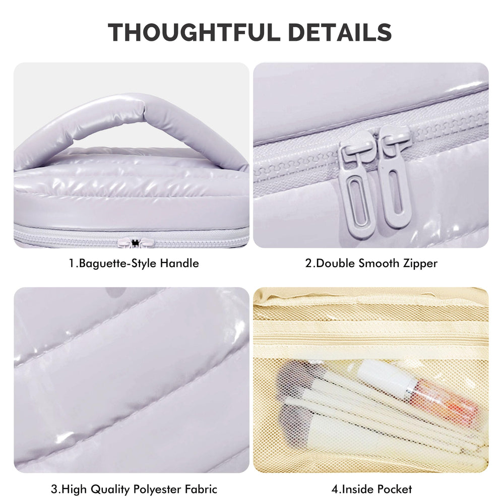 Prite Makeup Bag baguette-style handle provides comfortable grip.