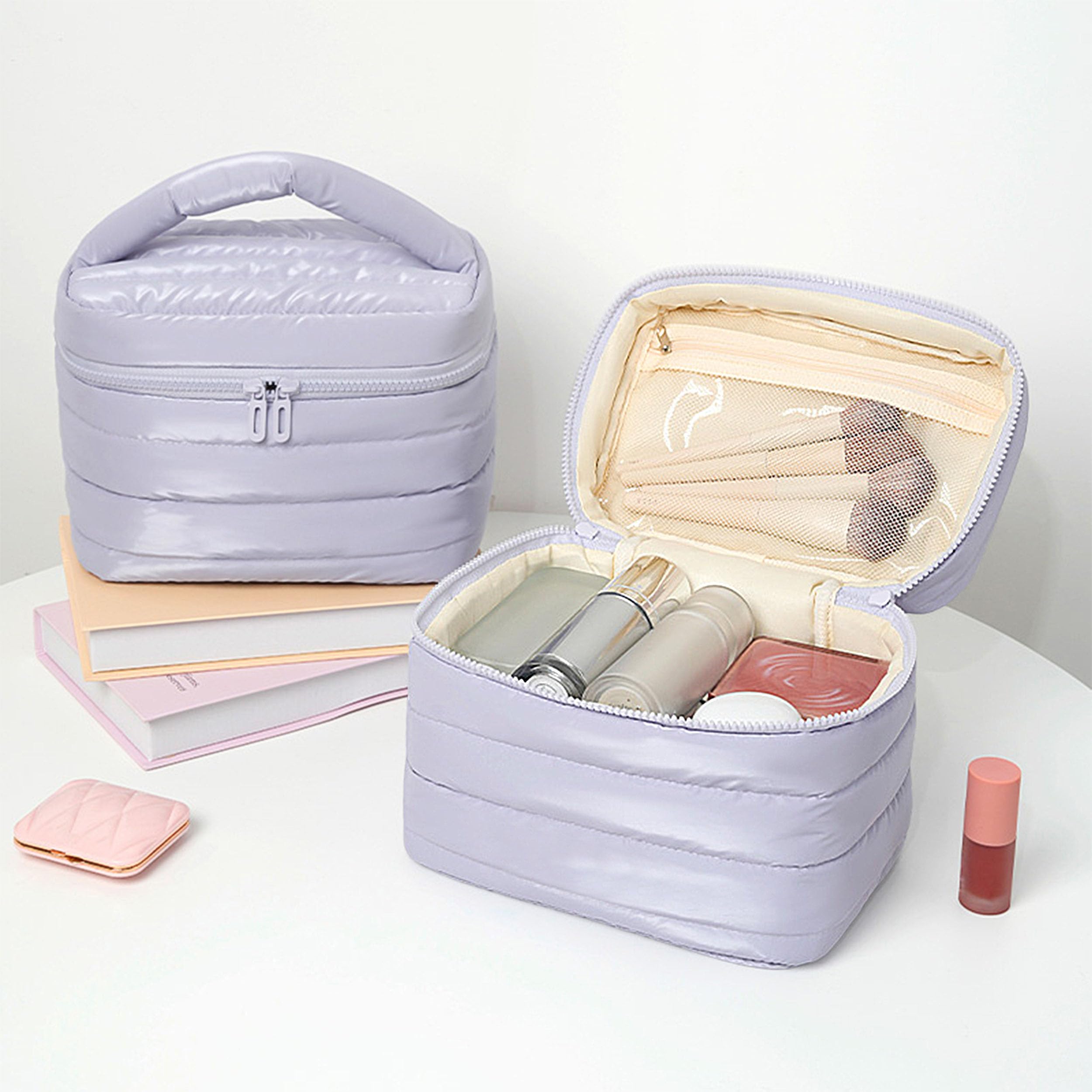 Prite Makeup Bag durable zippers for reliable everyday use.