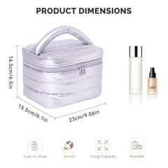 Prite Makeup Bag folds flat for compact packing in luggage.