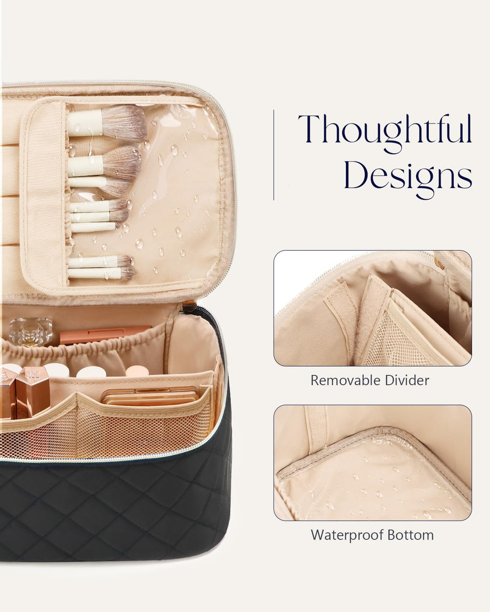 Prite lipstick slots and pockets keep essentials neatly sorted for fast touch-ups