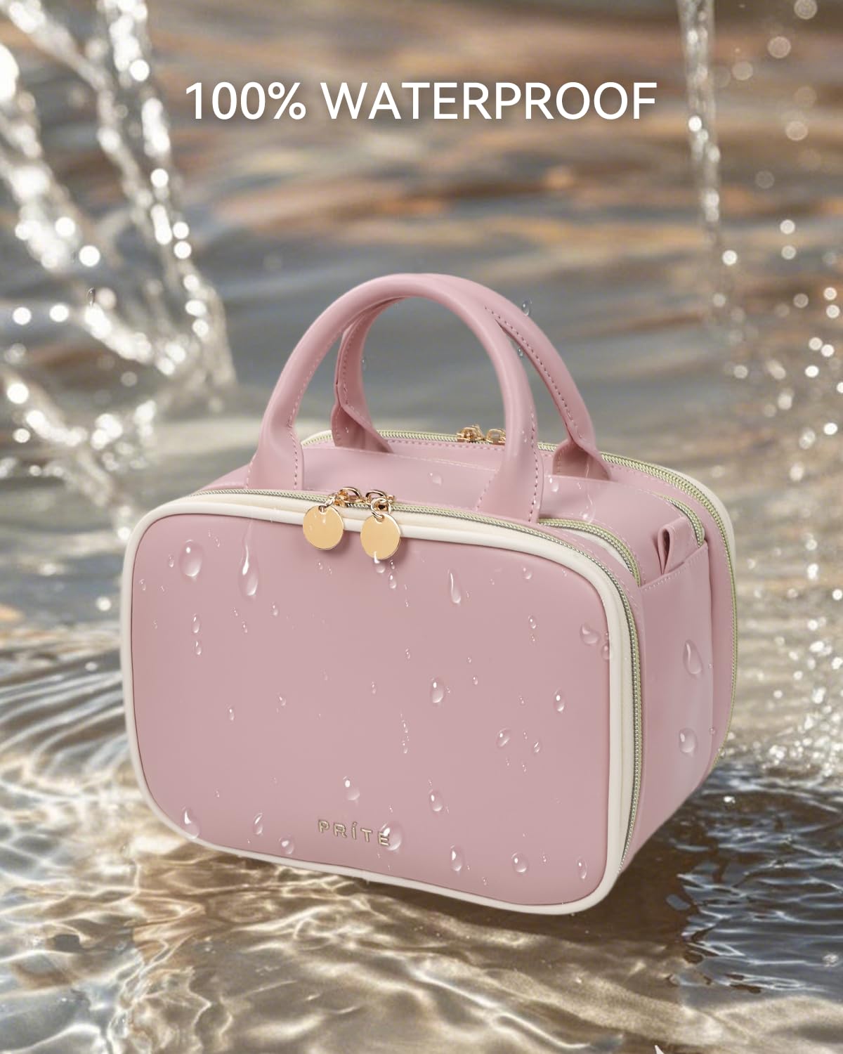 Prite makeup bag pink large gift-ready packaging for gifting