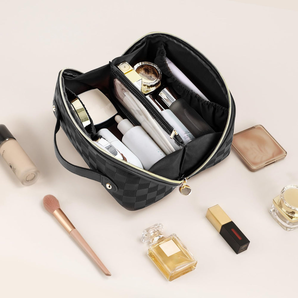 Prite plaid black makeup bag is travel-ready for weekend trips